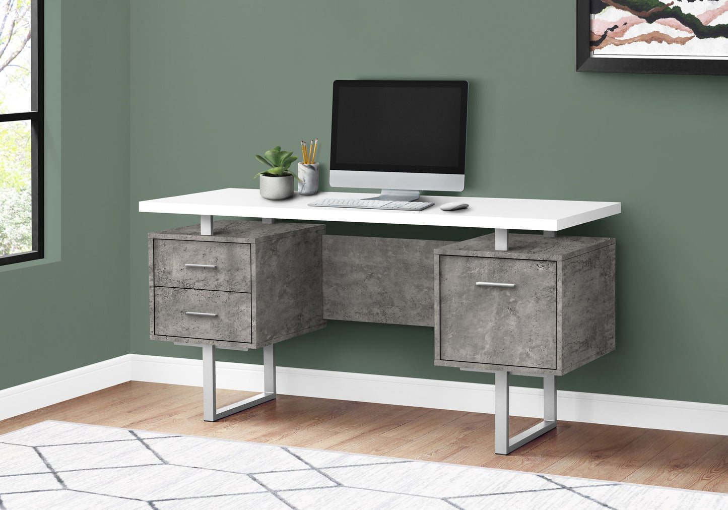 Computer Desk For Home Office, Laptop, Left, Right Set - Up, Storage Drawers, Contemporary & Modern 8th Street