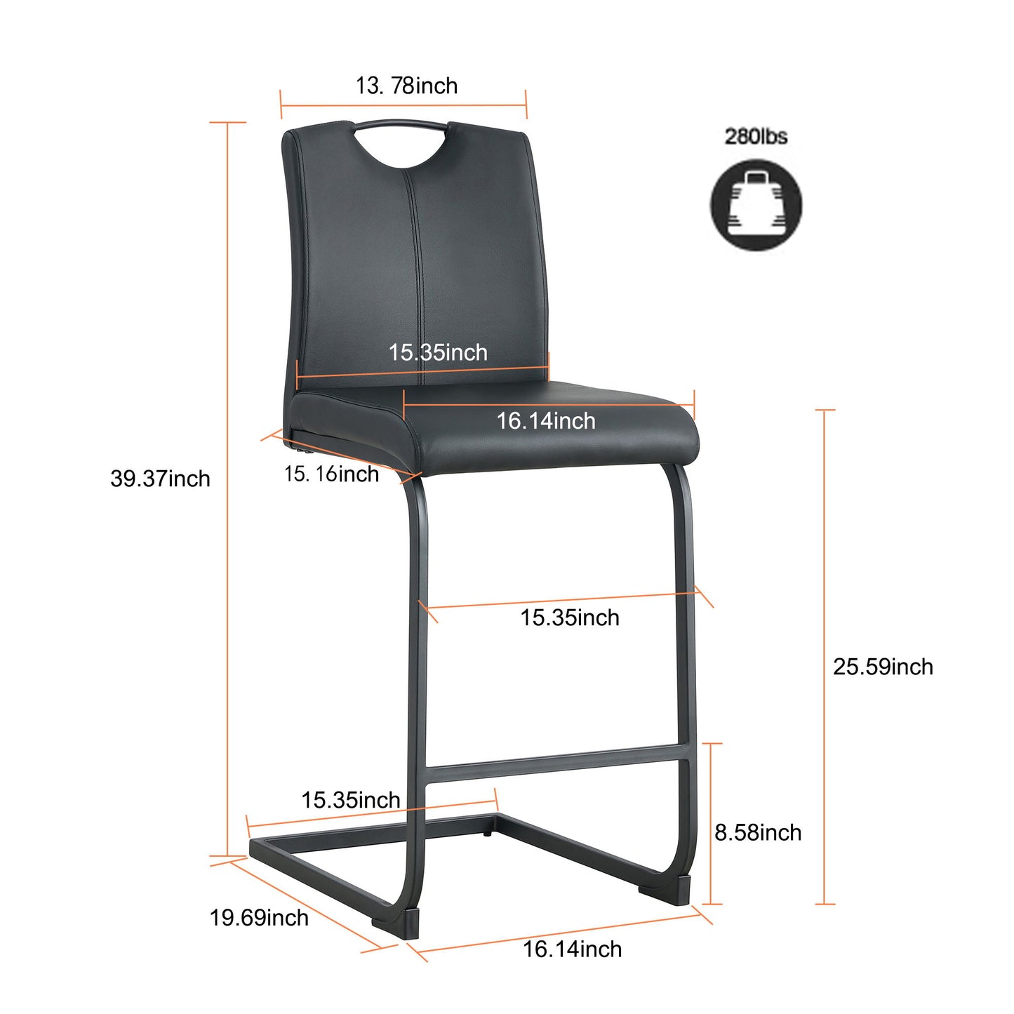 PU Chair Barstool Dining Counter Height Chair (Set of 2) Home Essentials