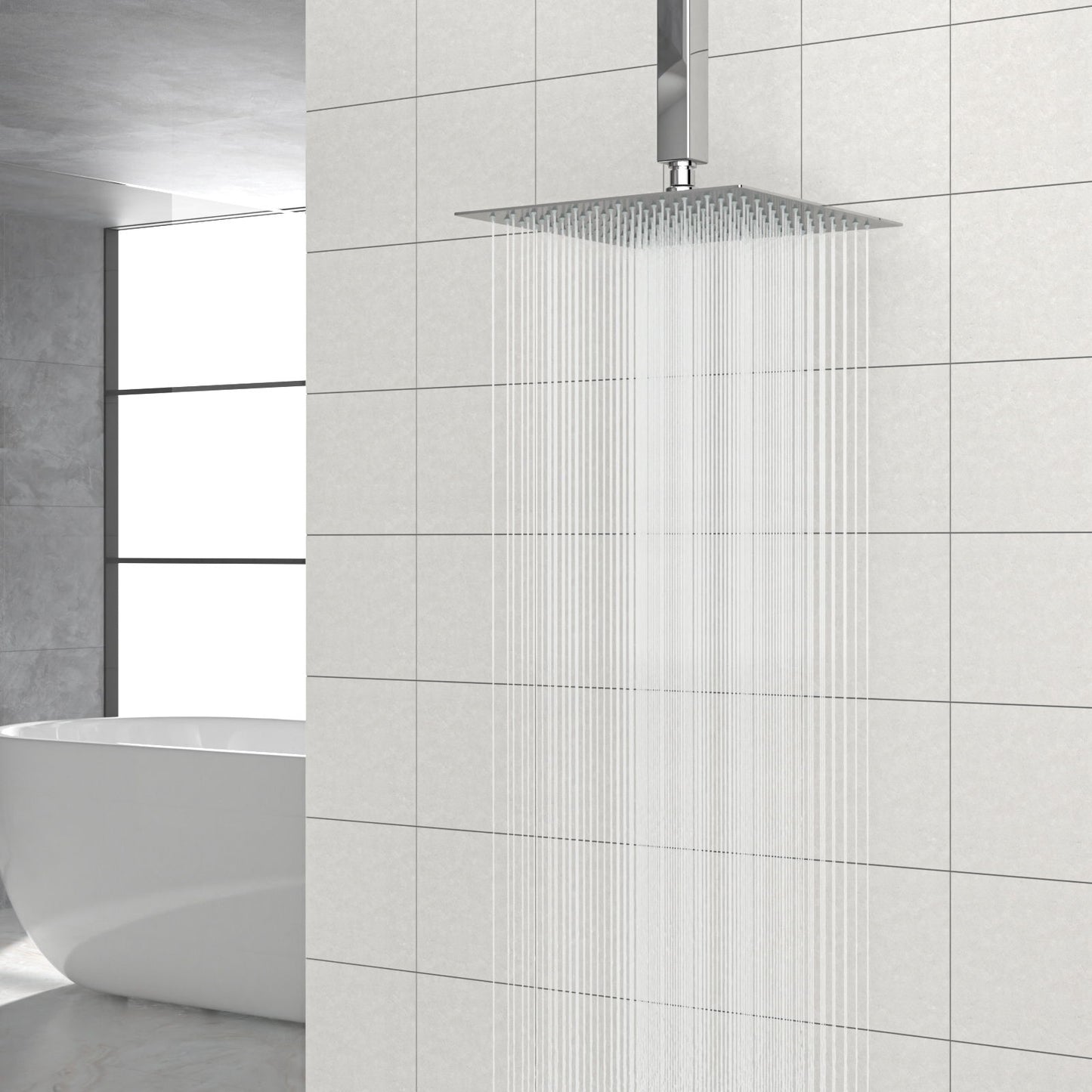 Modern 10" Square Rainfall Shower Head & Stainless Steel Wall Or Ceiling Mount Luxury Spa Shower Panel Daily Nest