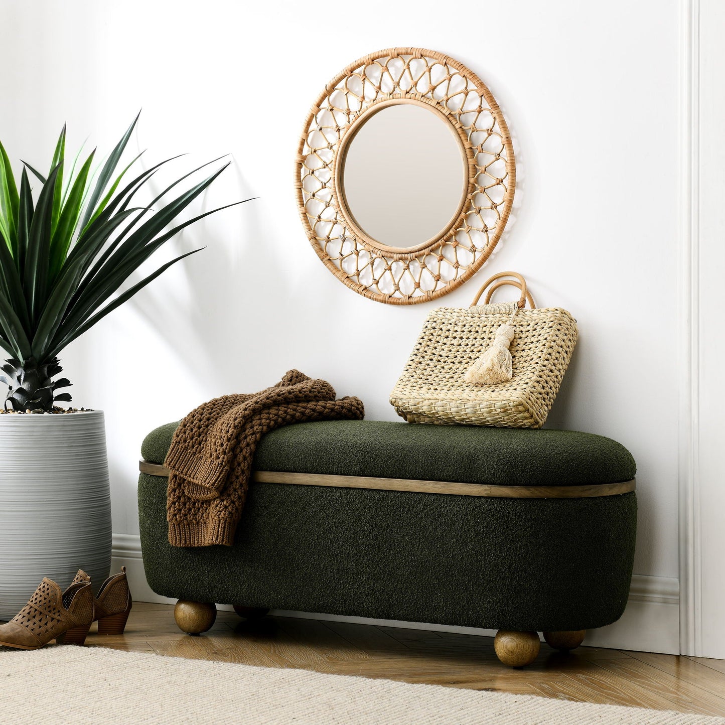 Modern Ottoman Bench Upholstered Seating With Storage Home Essentials