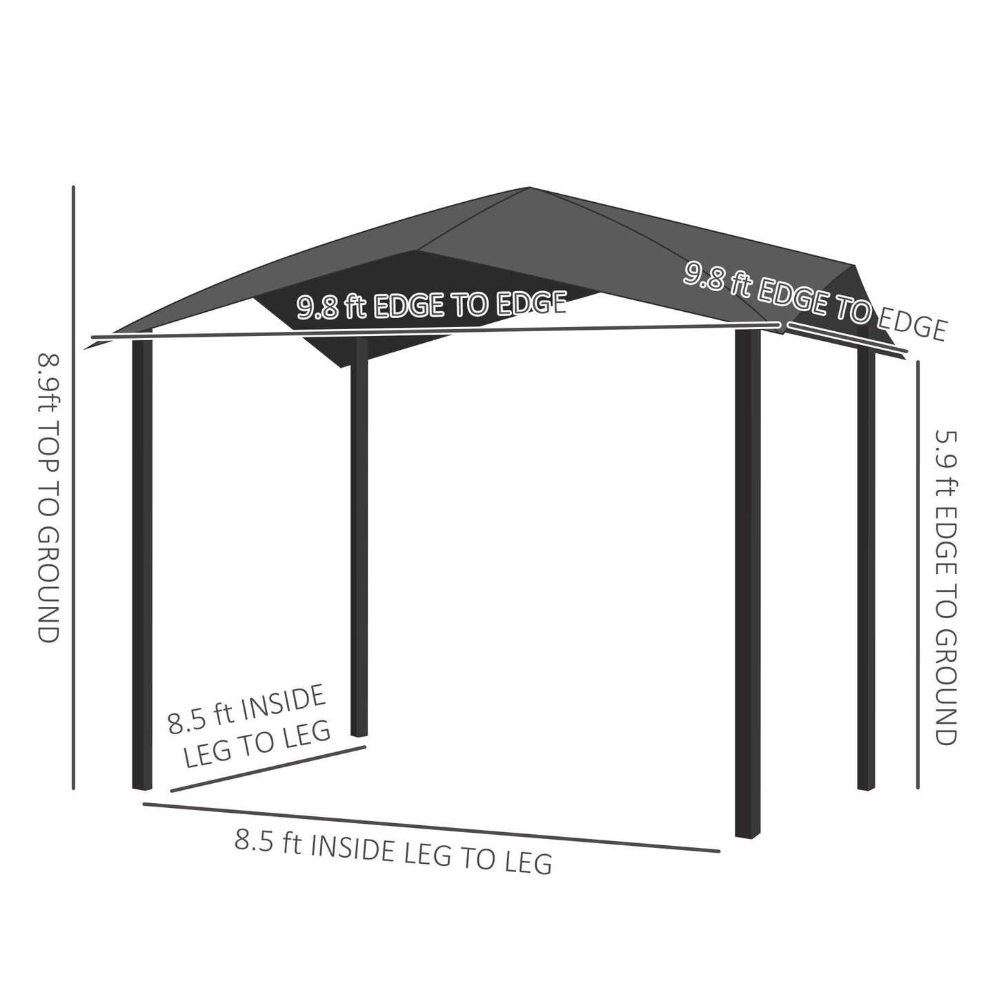 Outsunny - 10' x 10' Soft Top Patio Gazebo Outdoor Canopy With Unique Geometric Design Roof, All-Weather Steel Frame - Gray Home Essentials