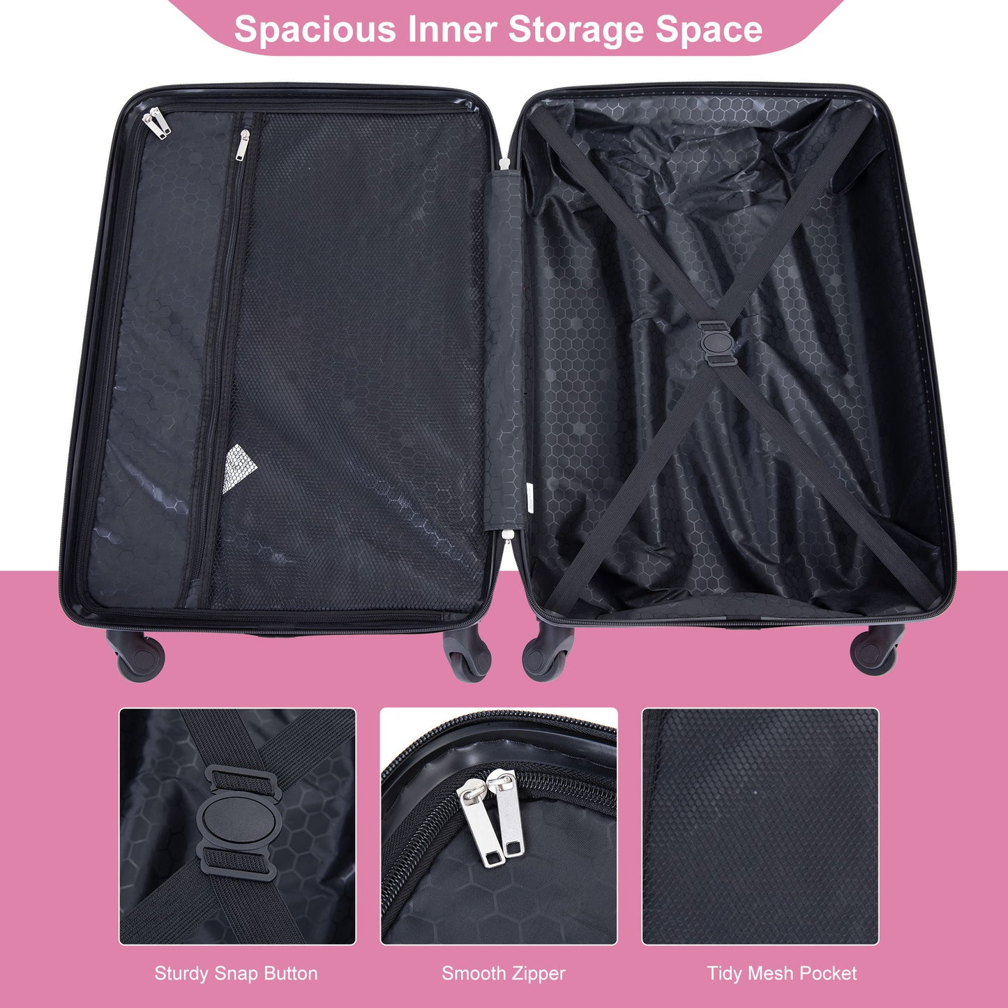 Luggage 4 Piece Lightweight Suitcase With Rotating Wheels With Tsa Lock, Daily Nest