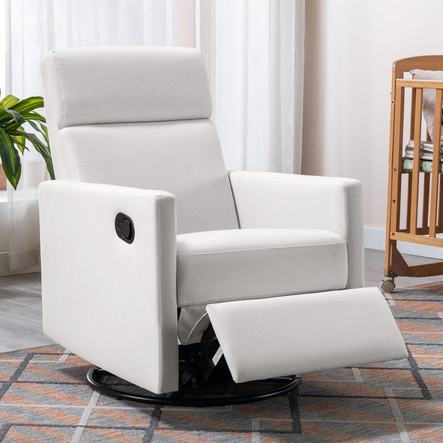 Modern Upholstered Rocker Nursery Chair Plush Seating Glider Swivel Recliner Chair Hearth and Haven