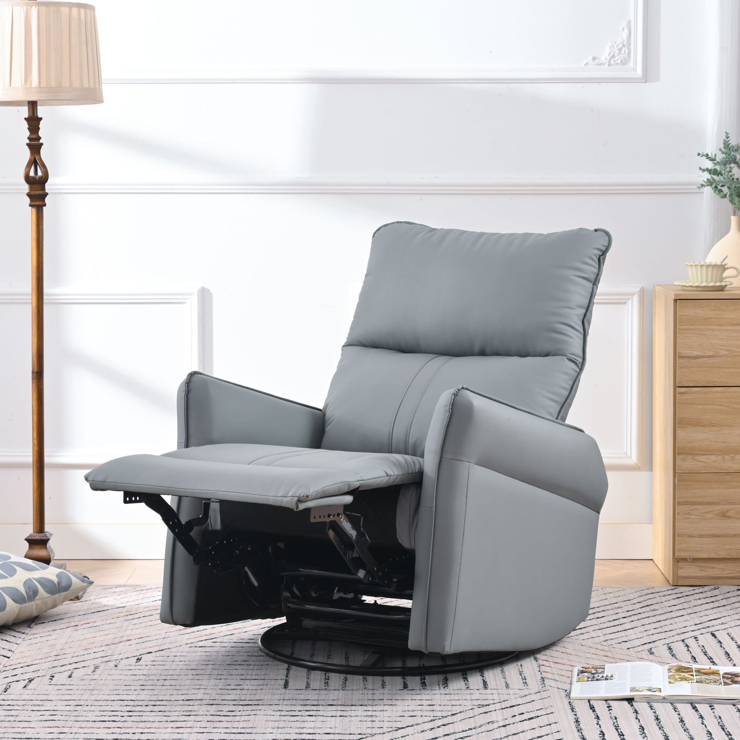 360° Modern Small Rocking Swivel Recliner Chair With Side Pocket Home Essentials