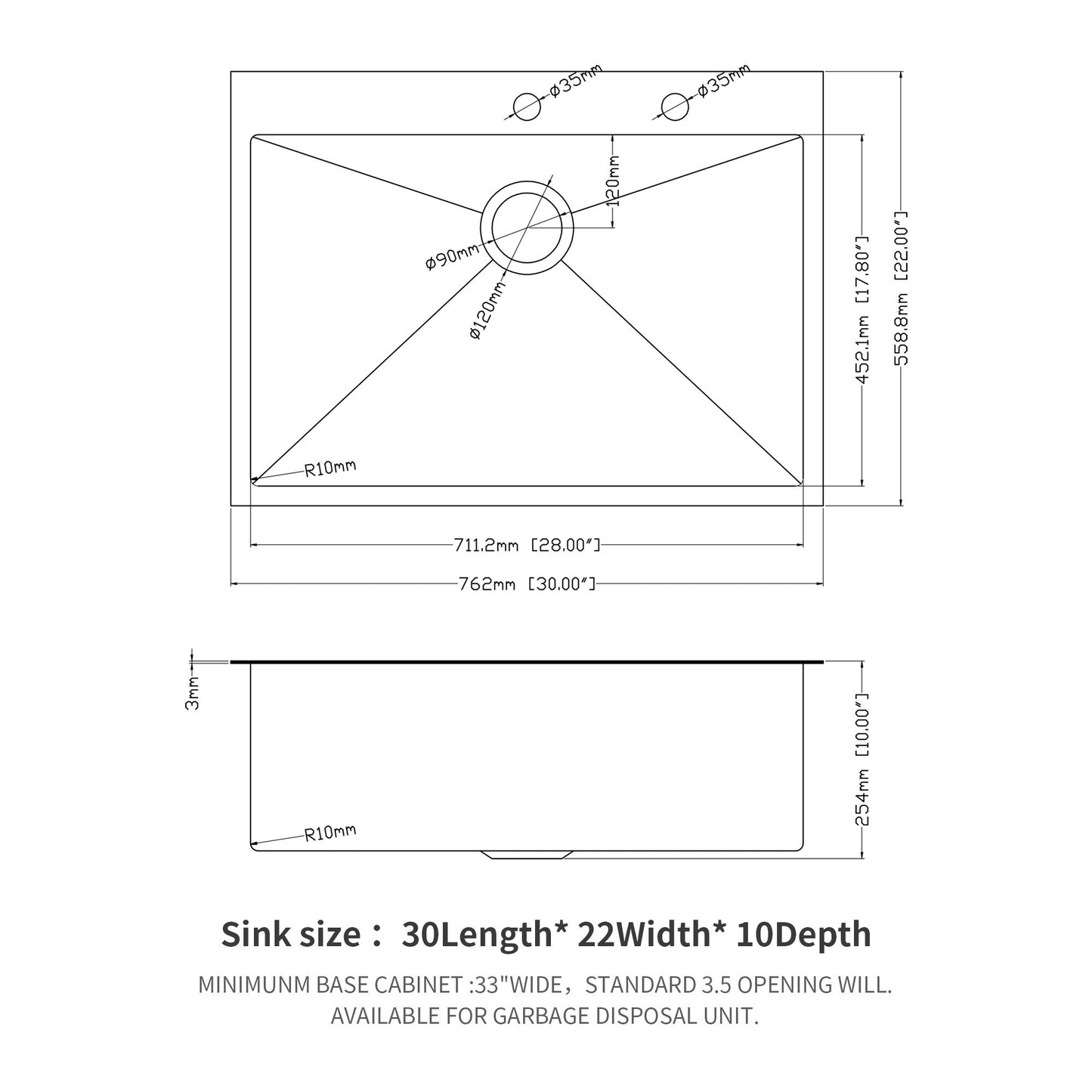 Topmount Kitchen Sink 16 Gauge, Single Bowl Daily Nest