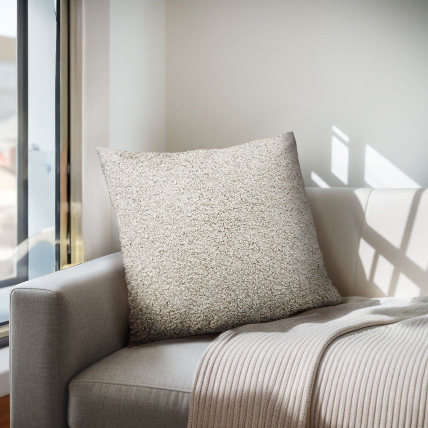 Tara - Solid Boucle Square Pillow - Beige Chapel Hill