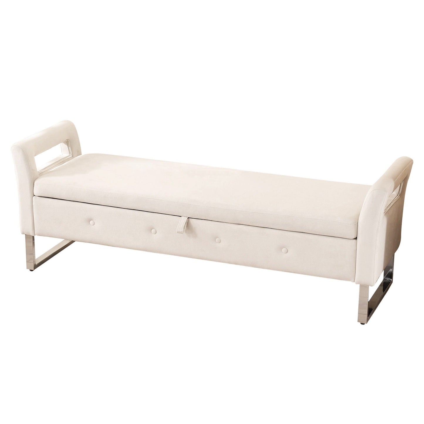 Wide Storage Soft Ottoman Bench With Armrests Home Essentials