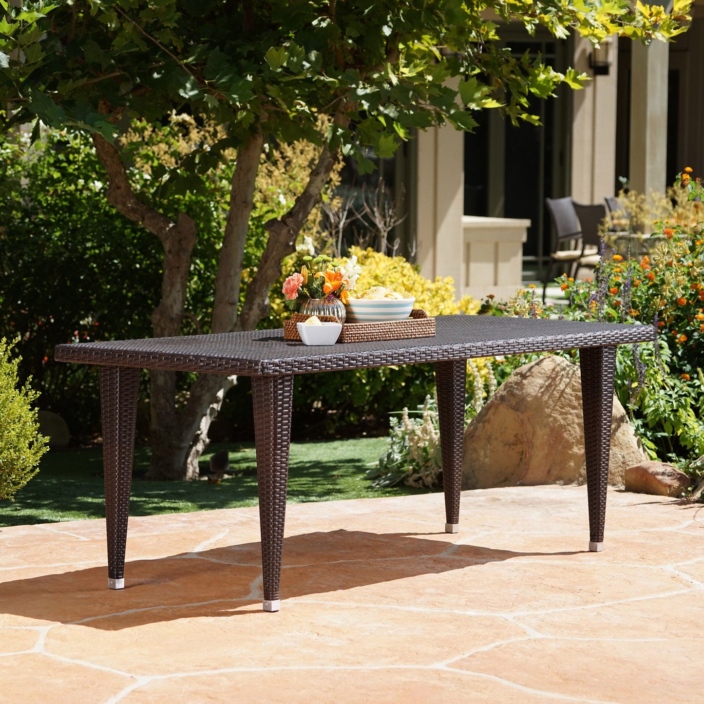 Reflect - Outdoor Dining Table With Rattan Cover - Dark Gray Noble House