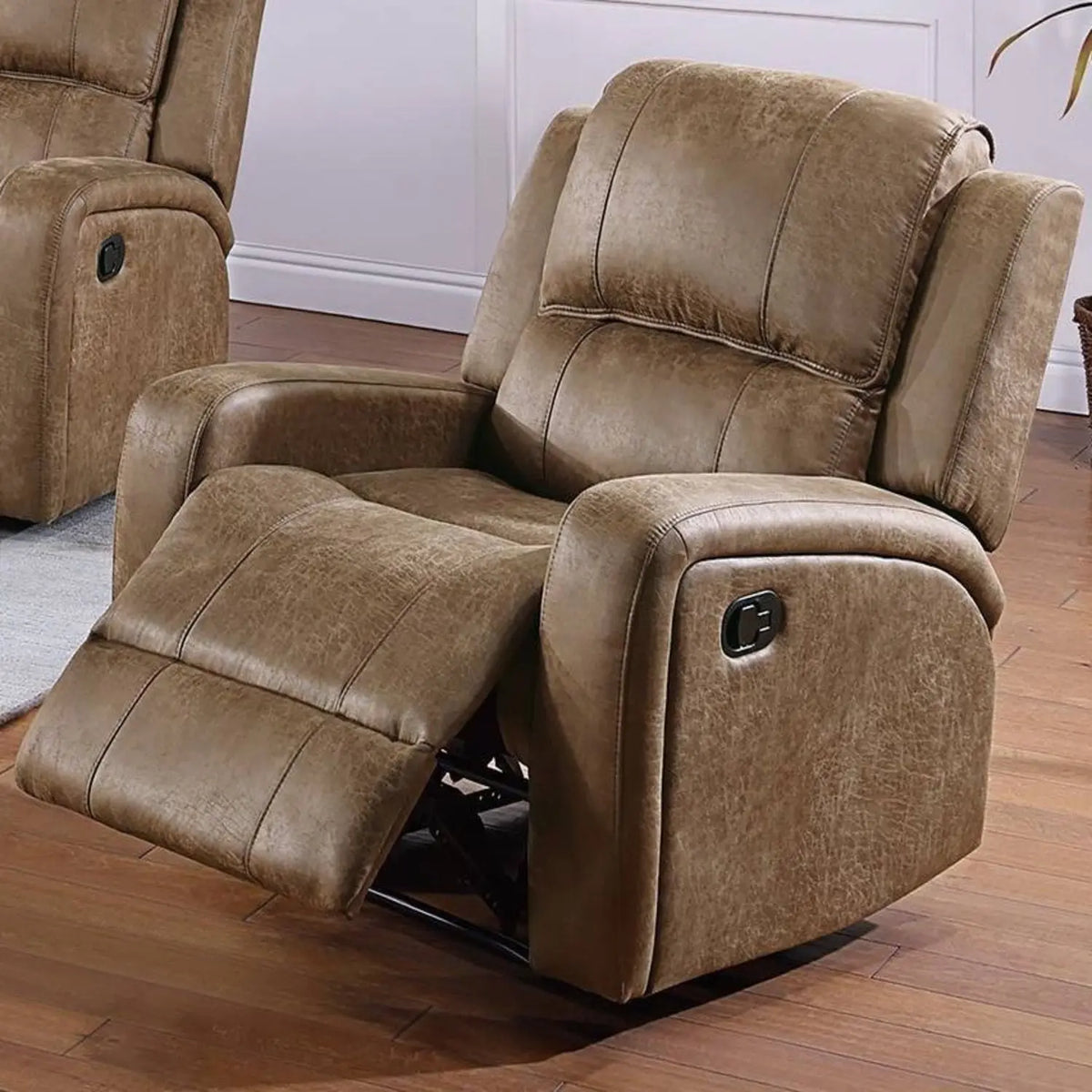 Modern Style Manual Recliner With Square Arms And Tufted Design Home Essentials