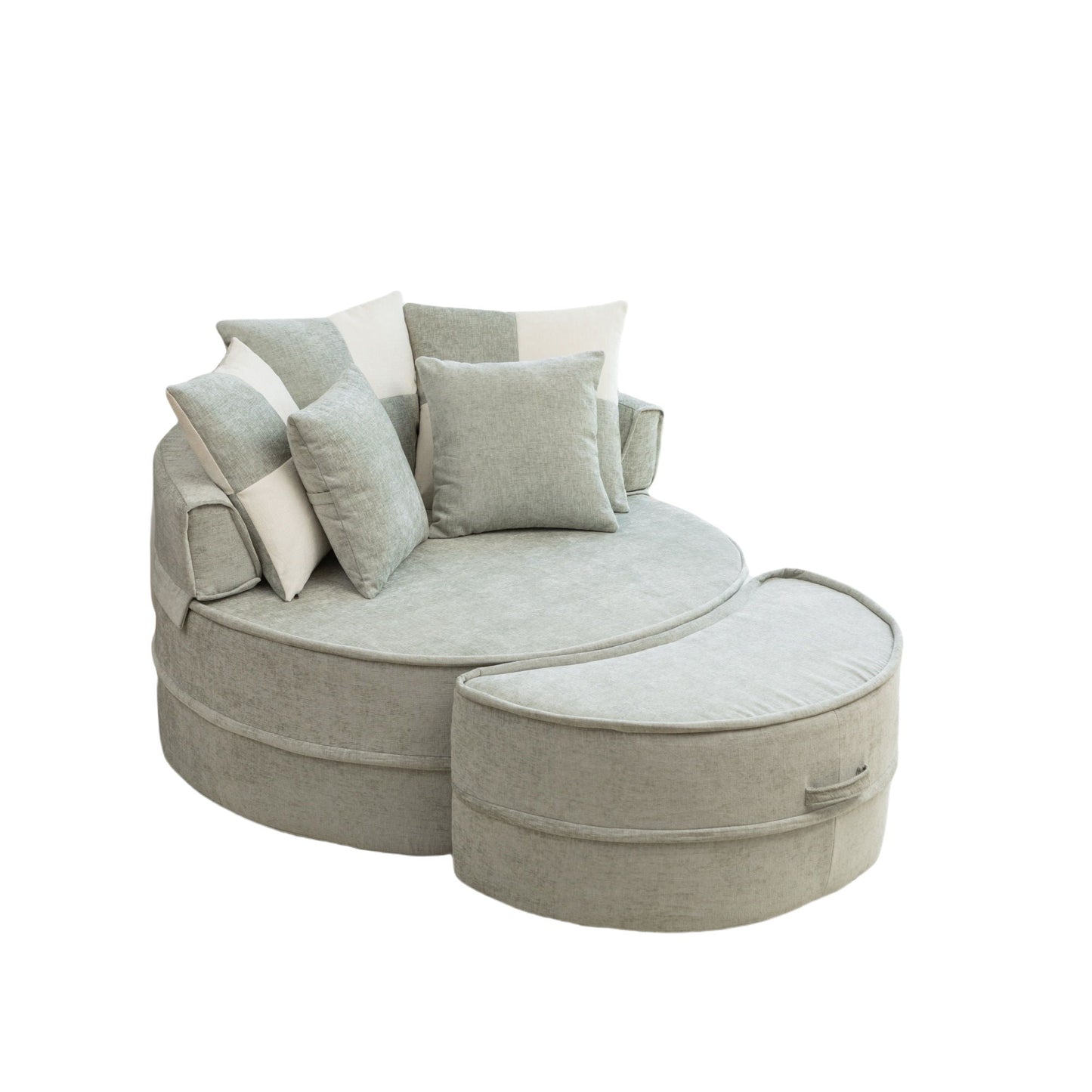 Modern Oversized Round Barrel Accent Chair With Ottoman Home Essentials