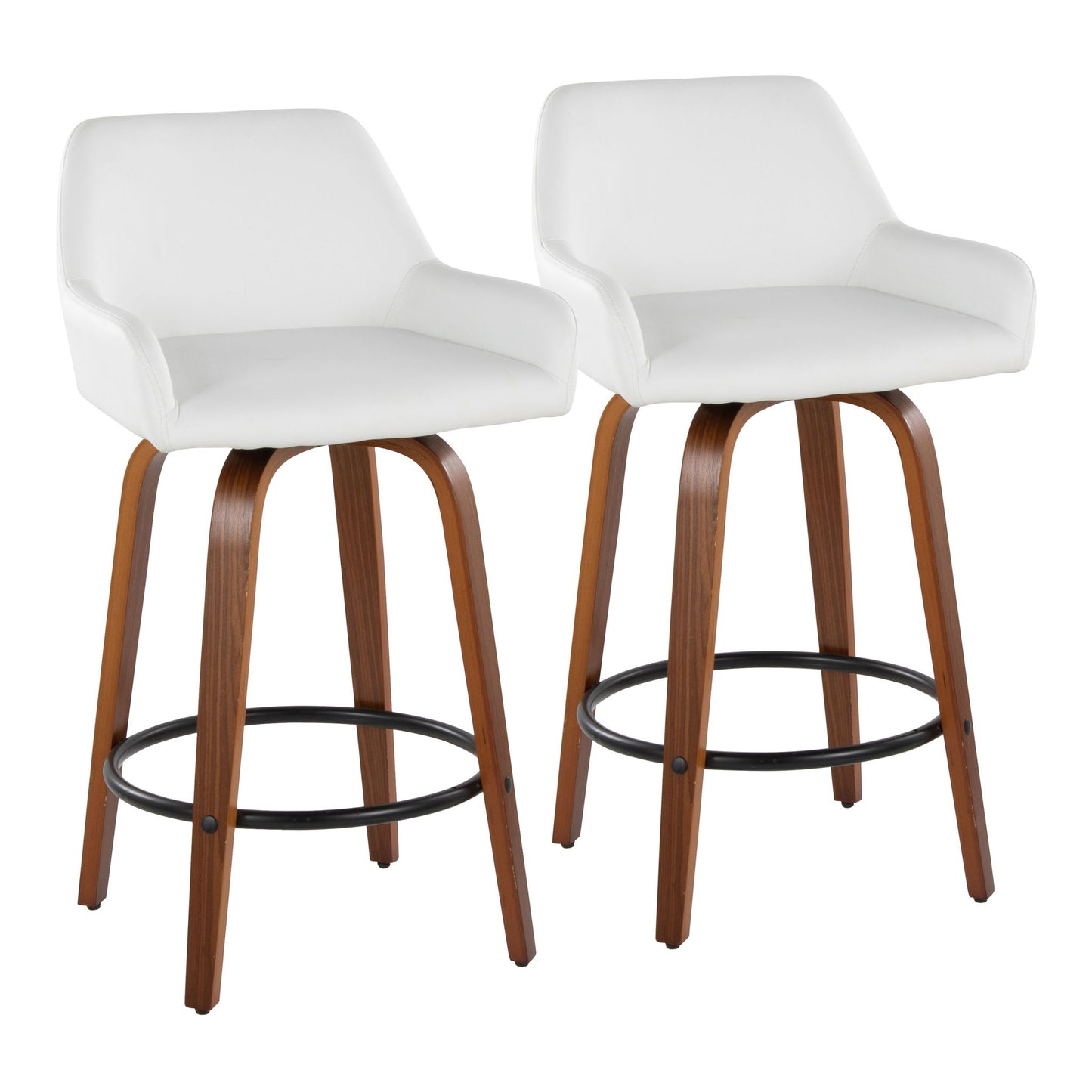 Daniella - Contemporary Fixed Height Counter Stool With Swivel With Round Footrest (Set of 2) Lumi Source