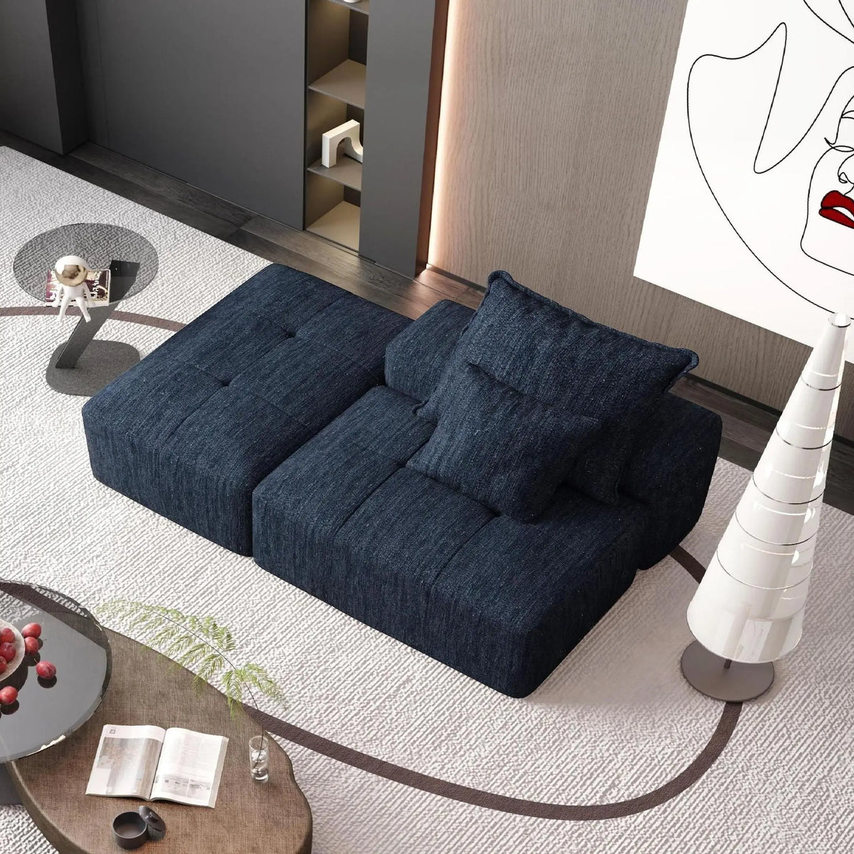 Modern Oversized Modular Sectional Sofa, Sparkling Fabric Soft Cushions With 2 Pillows Home Essentials