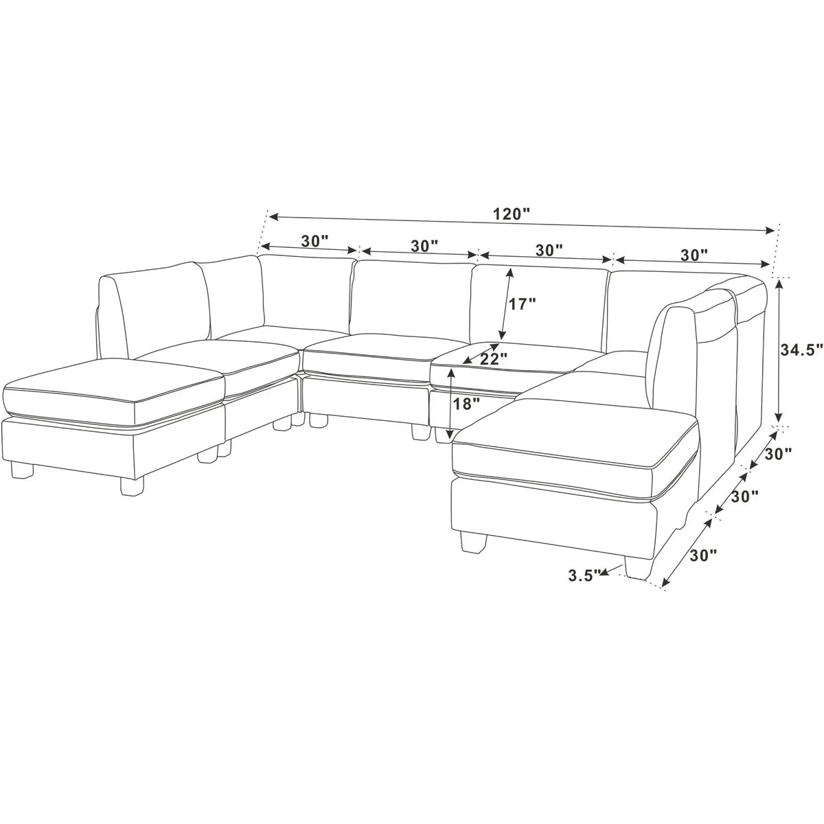 Upholstered Modular Sectional With Removable Cushions Home Essentials