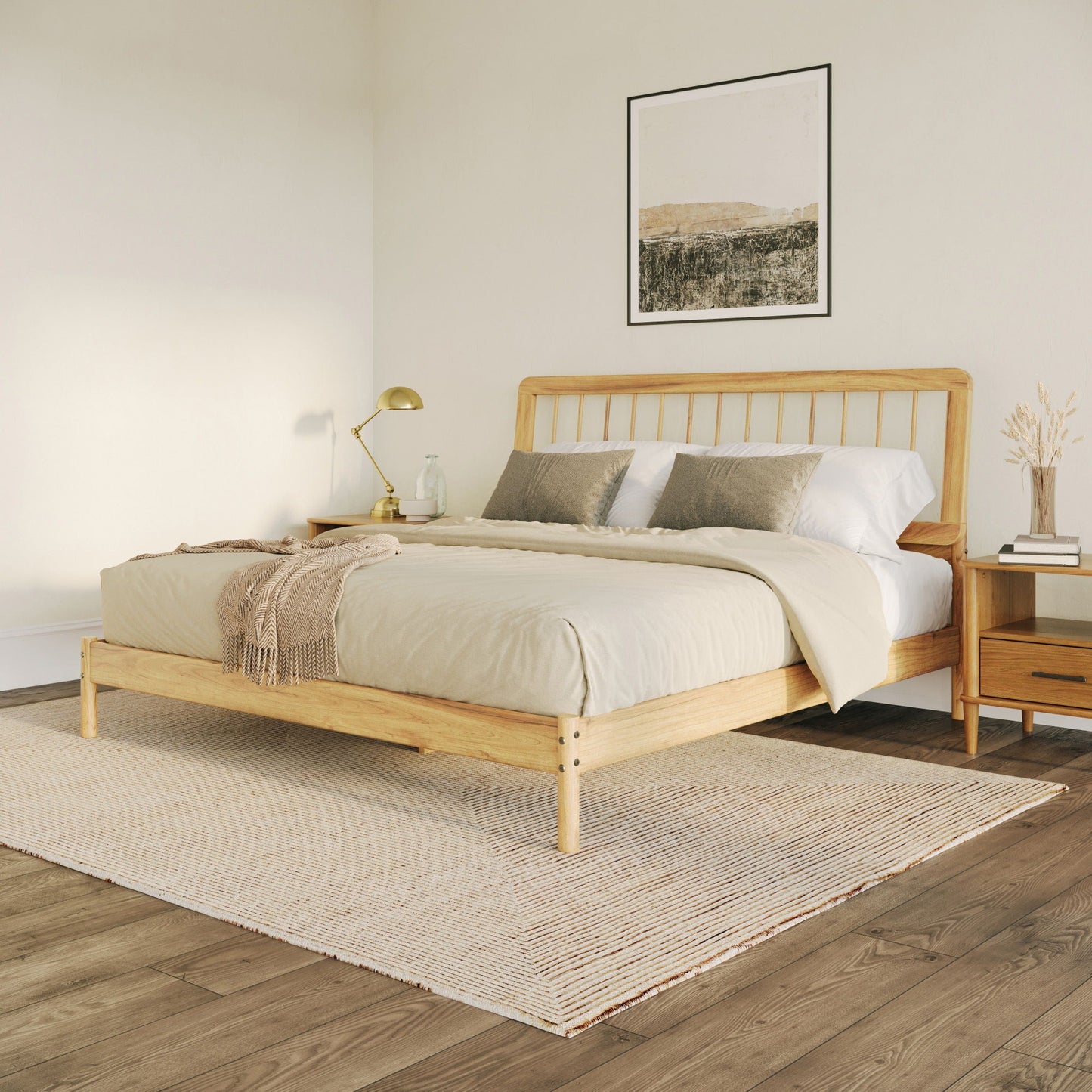 Mid-Century Modern Solid Wood Spindle Bed Walker Edison