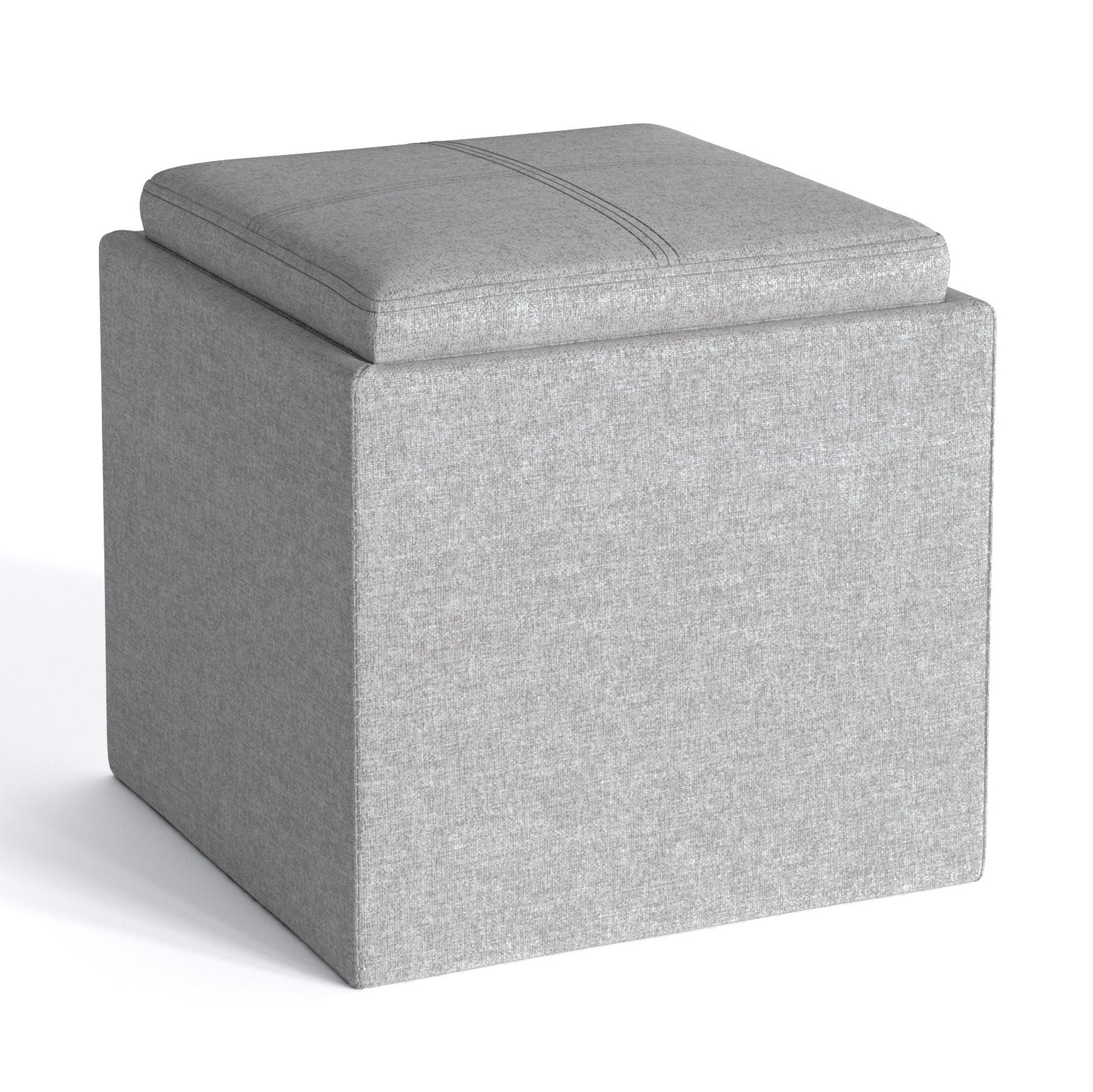 Rockwood - Upholstered Cube Storage Ottoman With Tray Simpli-Home