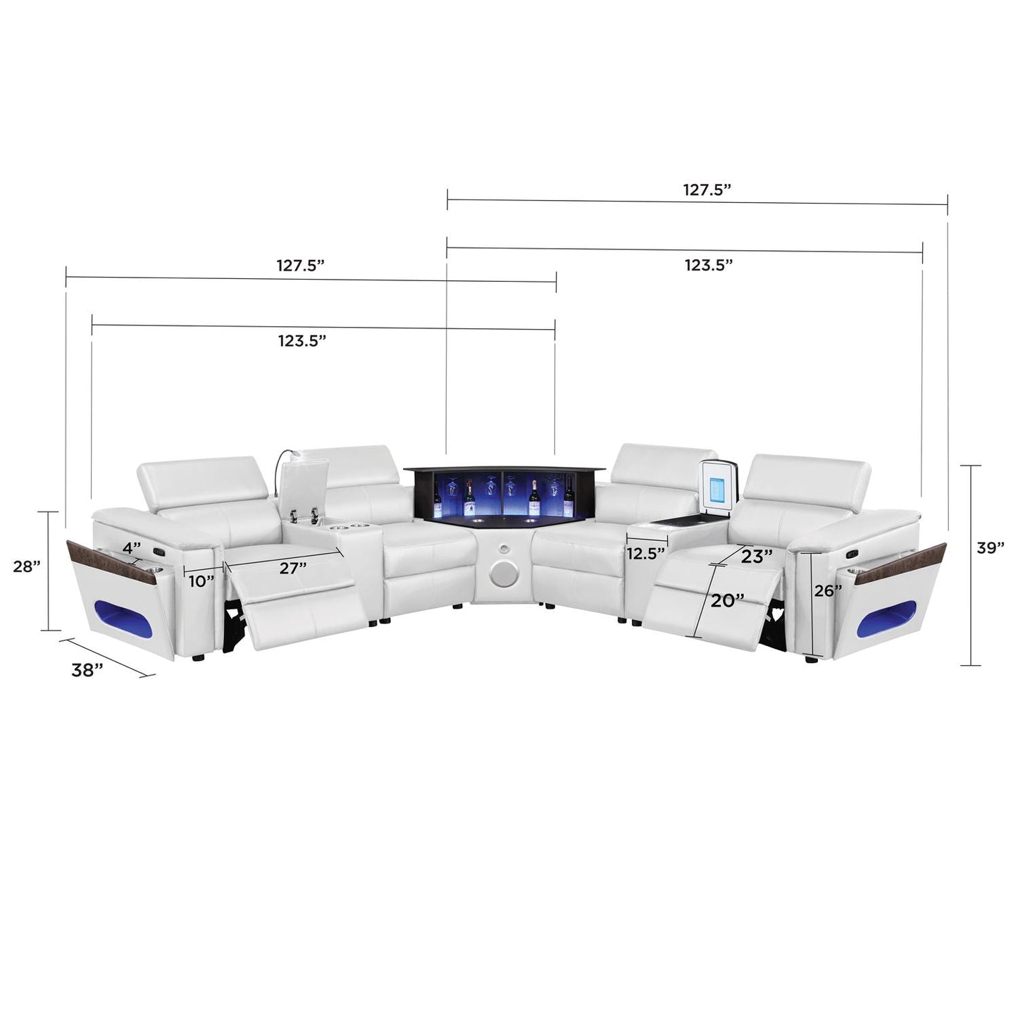 Nova - Sectional With Bluetooth Speaker, LED And Lifting Wine Cabinet Matrix Furniture Group