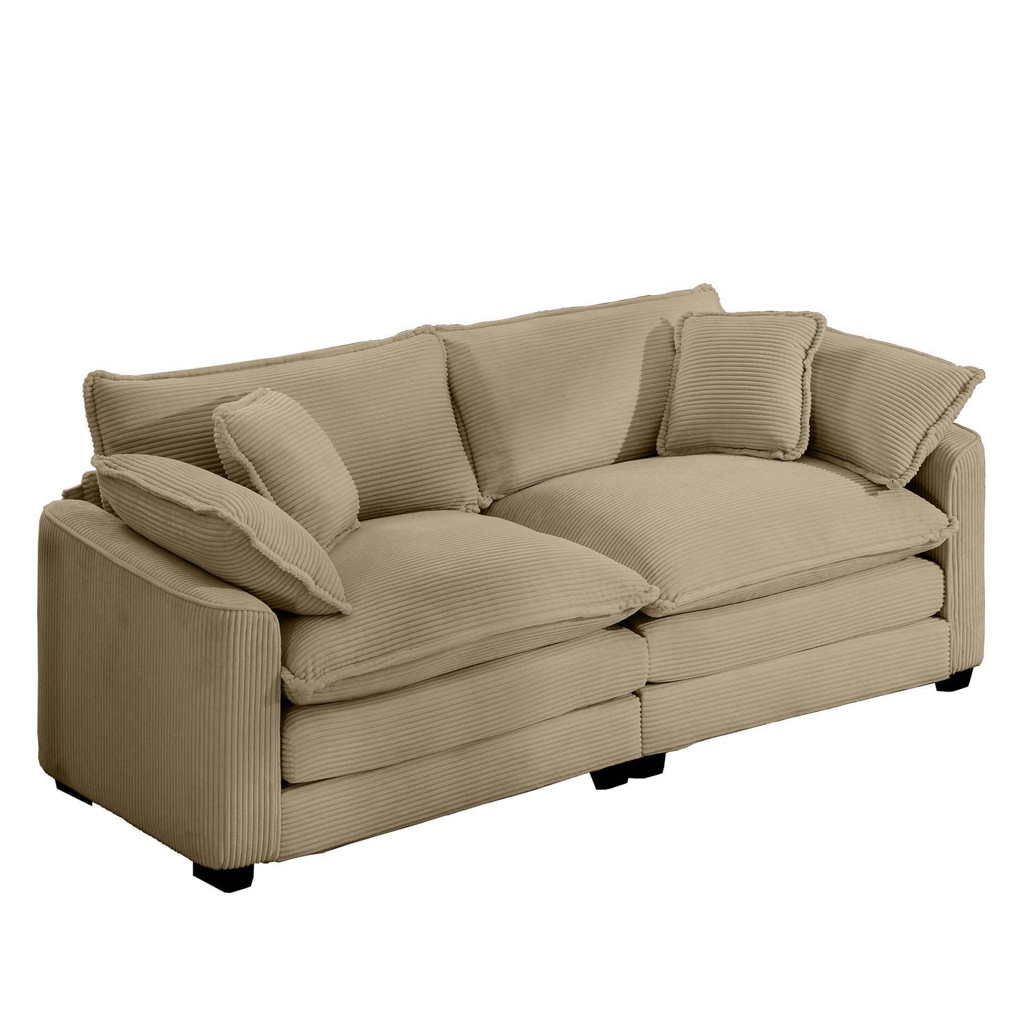 Modern 2 Seater With 4 Pillows, Upholstered Deep Seating Loveseat Home Essentials