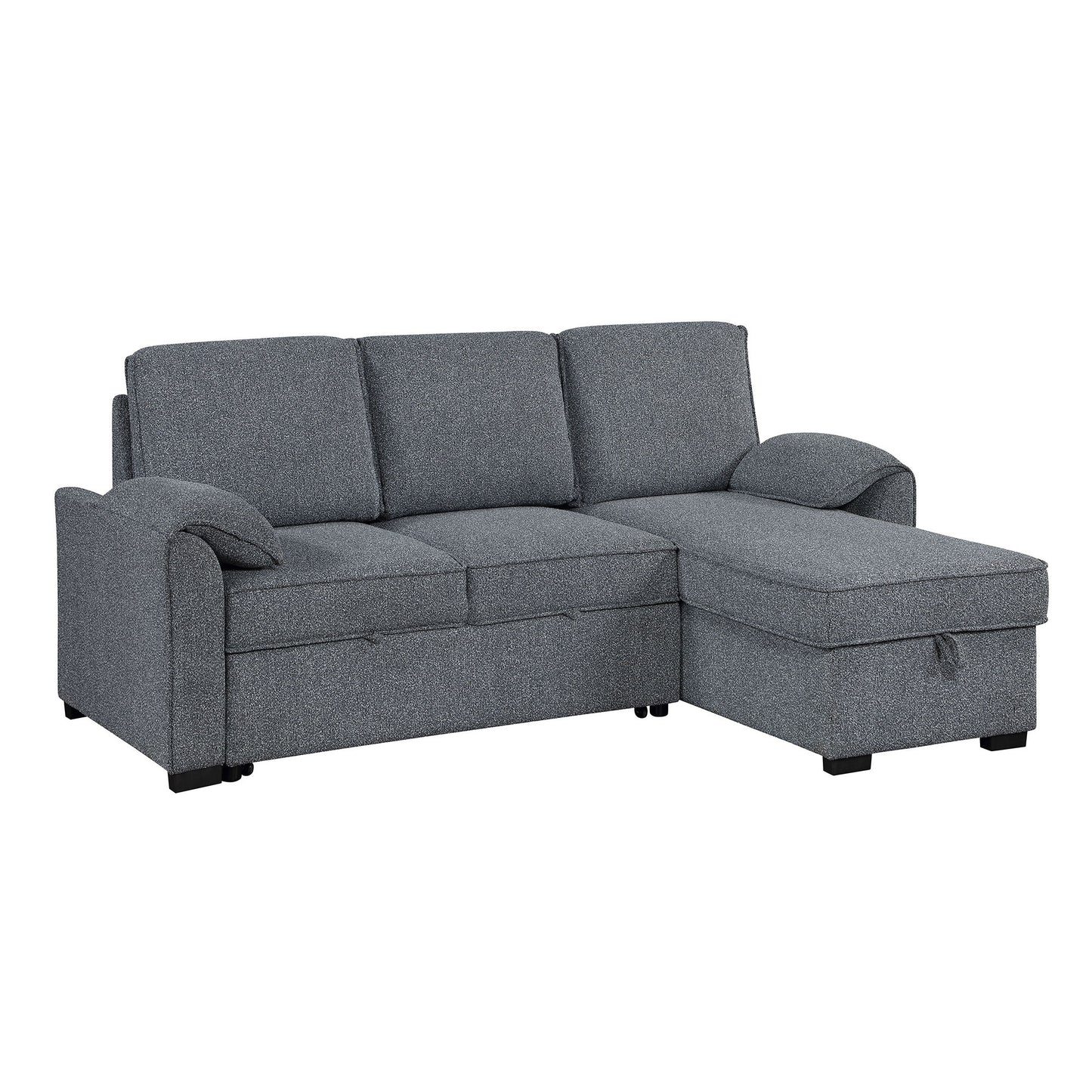 Rebecca - Sofa With Pull Out Bed, Storage Chaise, USB And Cup Holders - Dark Gray Global Furniture USA
