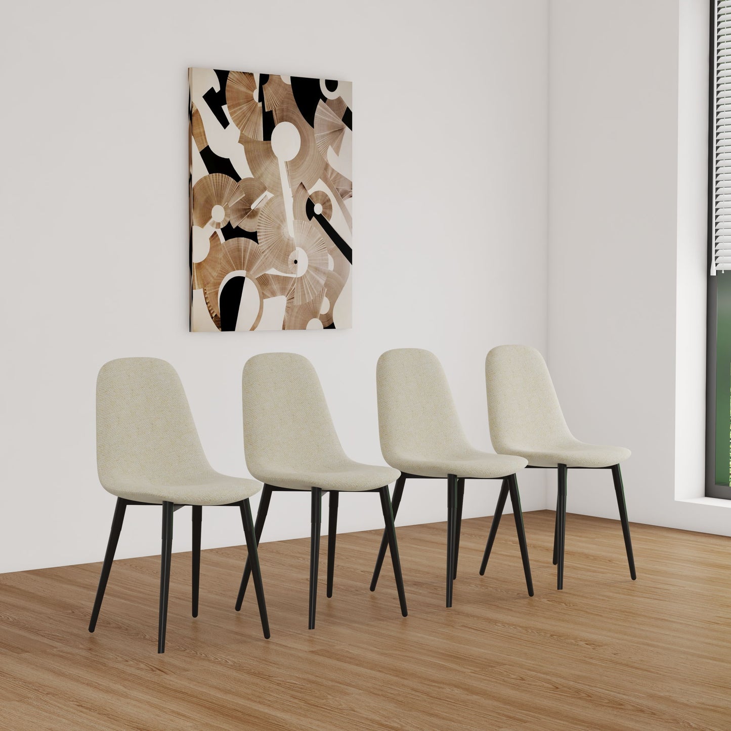 Modern Accent Dining Chairs Upholstered Seat, Metal Legs (Set of 4) Home Essentials
