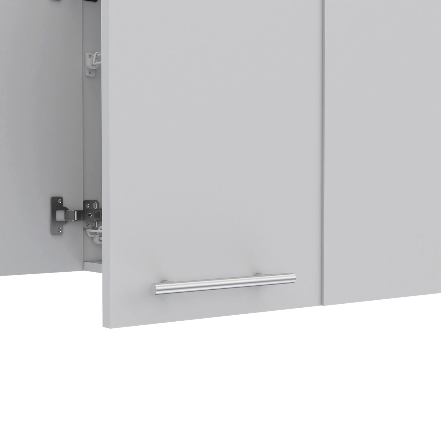 Wall Cabinet Four Doors, With Two Internal Shelves And Internal Plate And Glass Organizer - White Home Essentials