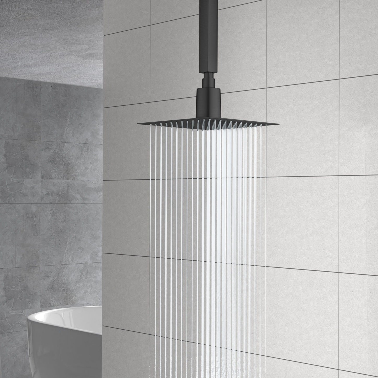 Ultra Thin 8" Square Rain Shower Head 304 Stainless Steel, Wall / Ceiling Mounted Daily Nest