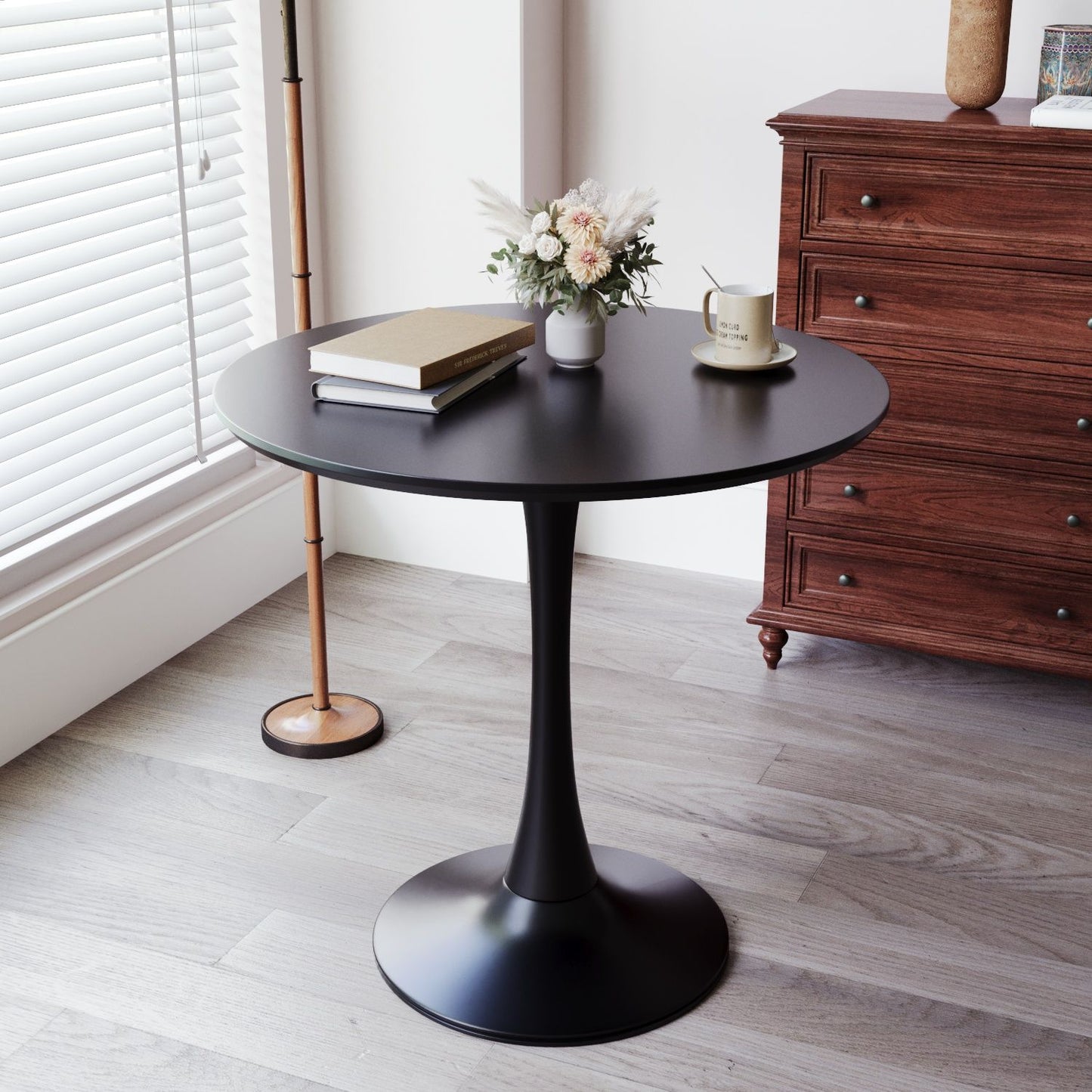 Mid-Century Round Dining Table With Pedestal Base For 2 - 4 People Home Essentials