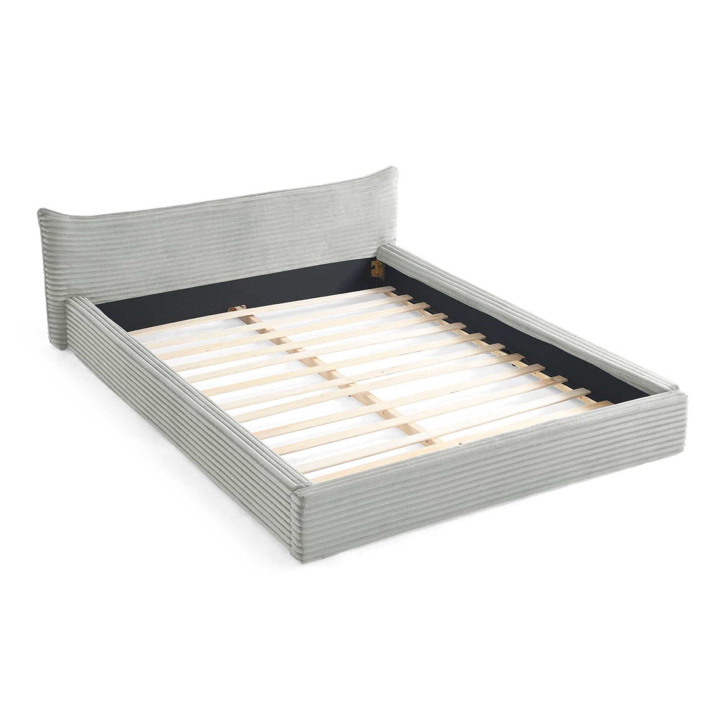 Modern Upholstered Bed Frame With Curved Headboard Home Essentials