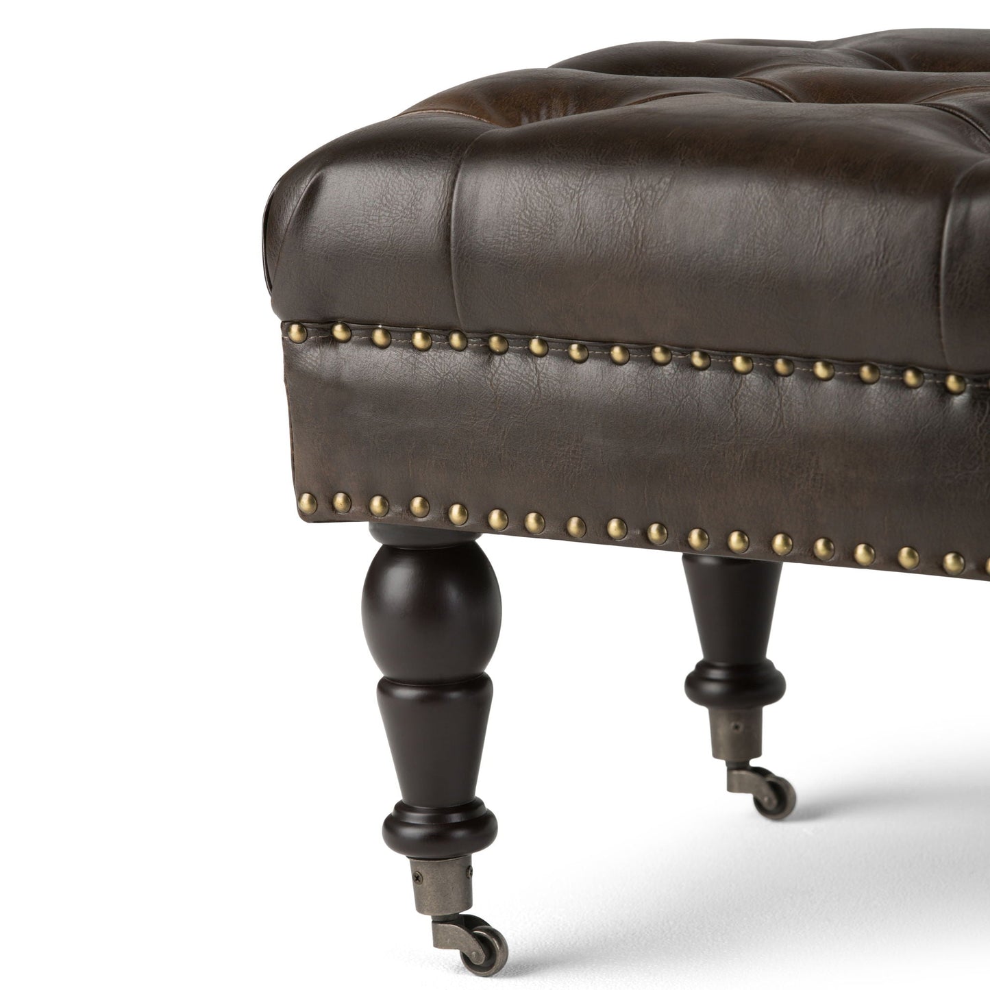 Henley - Tufted Ottoman Bench - Distressed Brown Simpli-Home