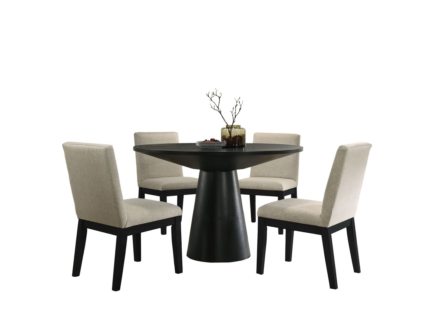 Jasper - Contemporary Round Dining Table With Black Finish Chairs Lilola Home