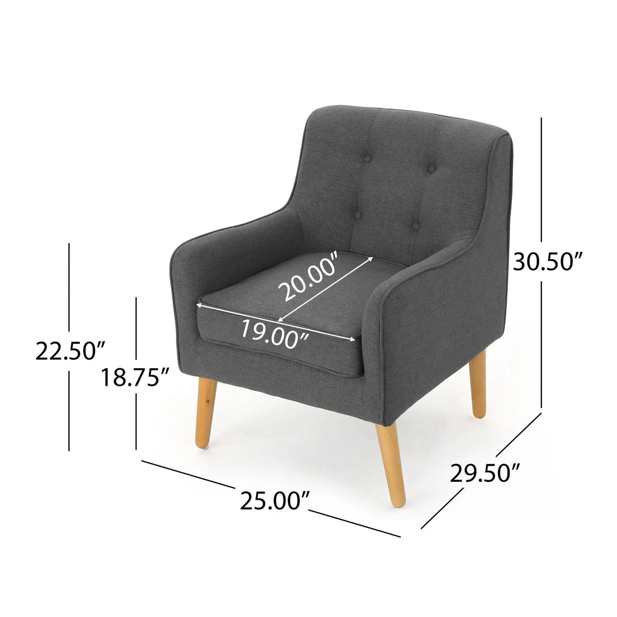 Modern Arm Chair With Tufted Back And Wooden Legs Noble House