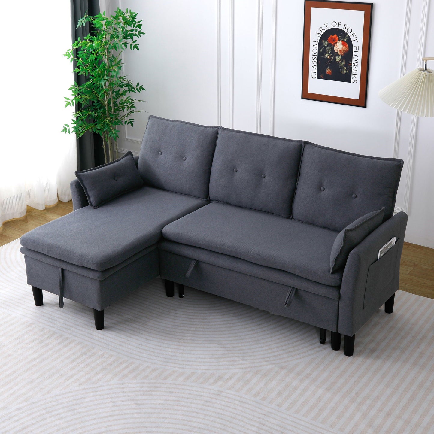 L-Shaped Reversible Chaise Sectional Sofa With Storage Home Essentials