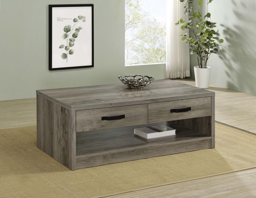 Felix - 2-Drawer Engineered Wood Coffee Table - Gray Driftwood Coaster Fine Furniture