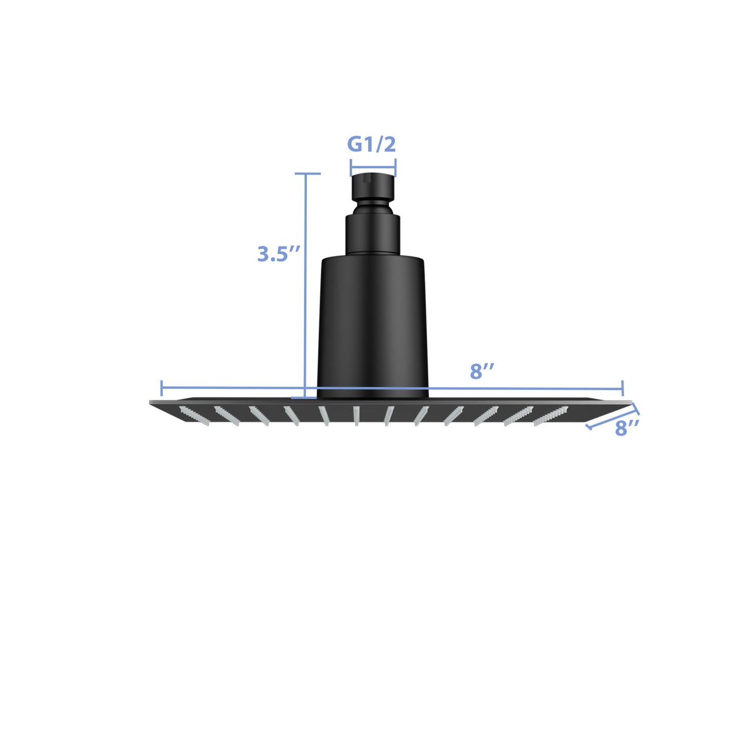 Ultra Thin 8" Square Rain Shower Head 304 Stainless Steel, Wall / Ceiling Mounted Daily Nest