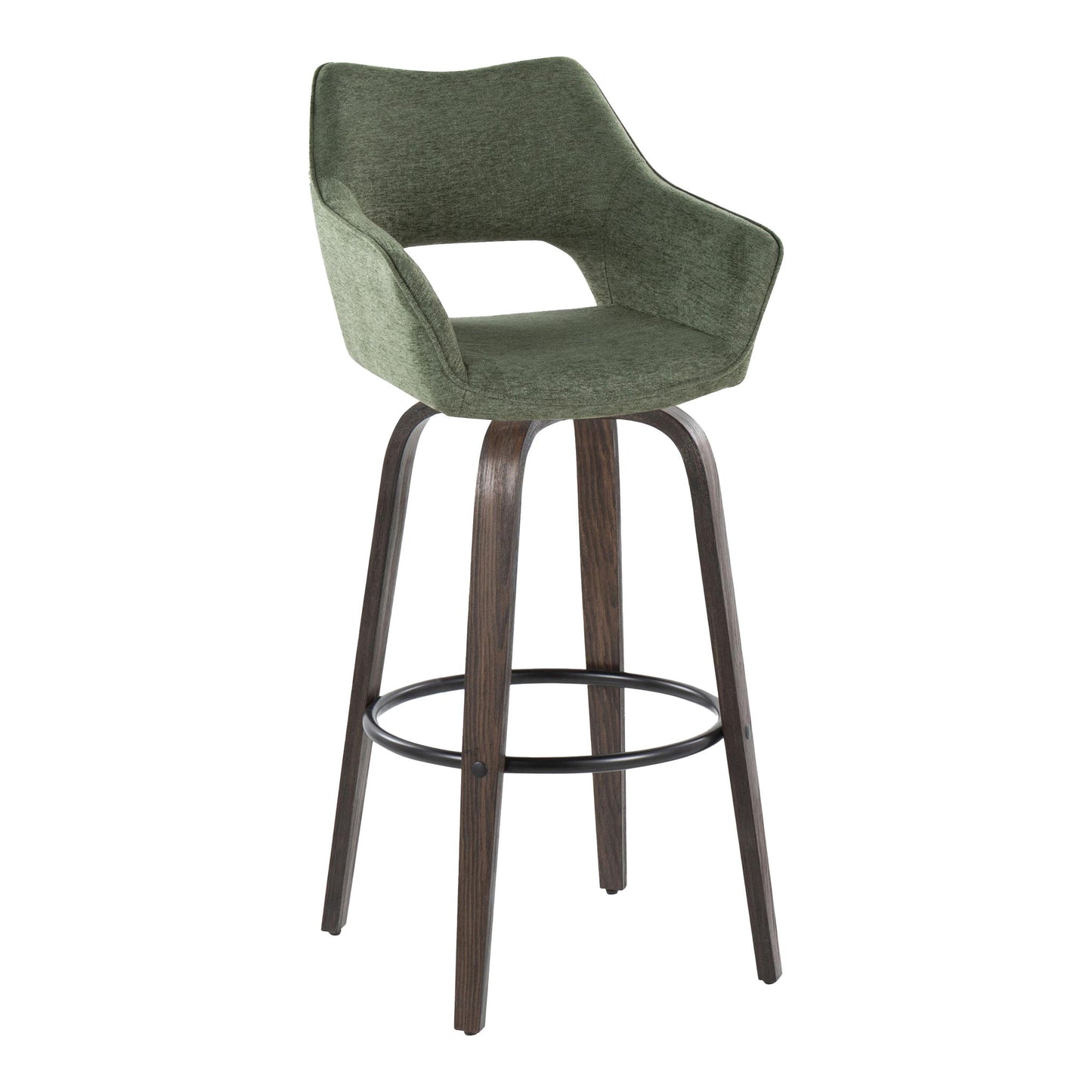 Mustang - Contemporary Fixed Height Barstool With Swivel With Round Footrest (Set of 2) Lumi Source