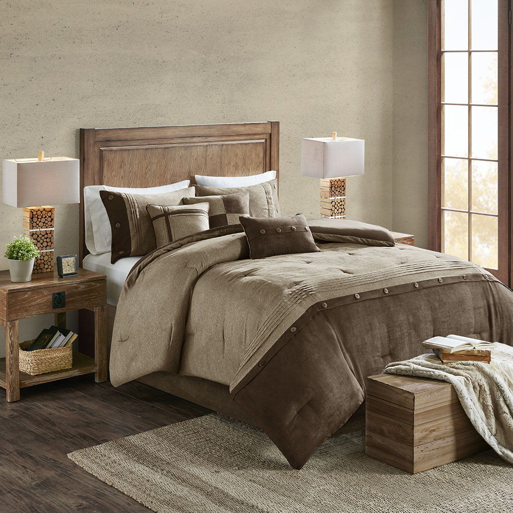 Boone - King 7 Piece Comforter Set - Brown Madison Park