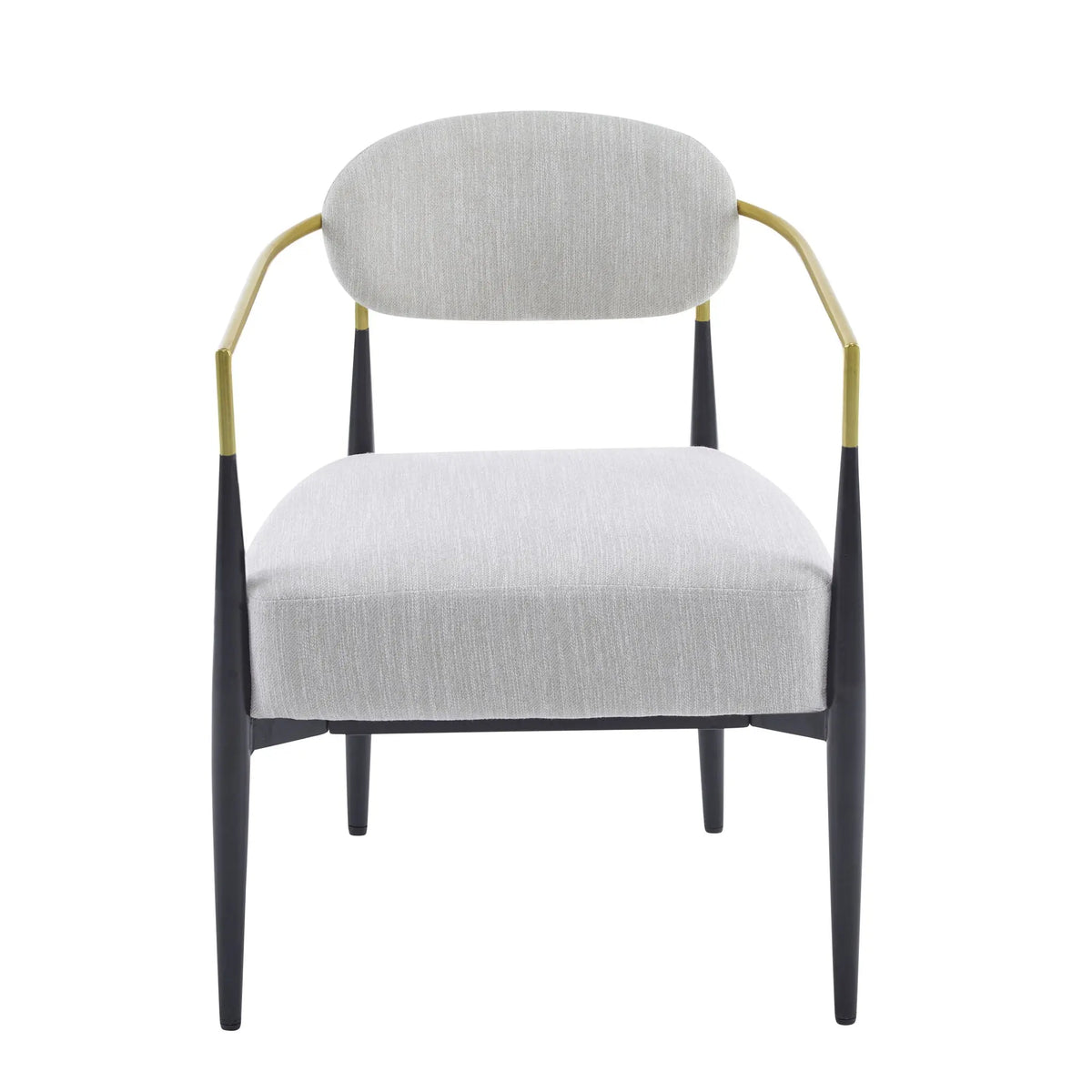 Mid Century Modern Upholstered Accent Armchair With Tapered Legs - Beige / Black / Gold Noble House