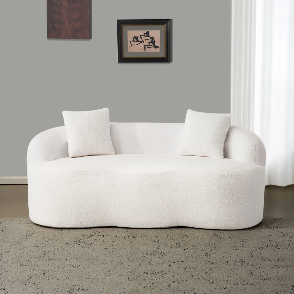Curved Loveseat Sofa With Round Armrest Home Essentials