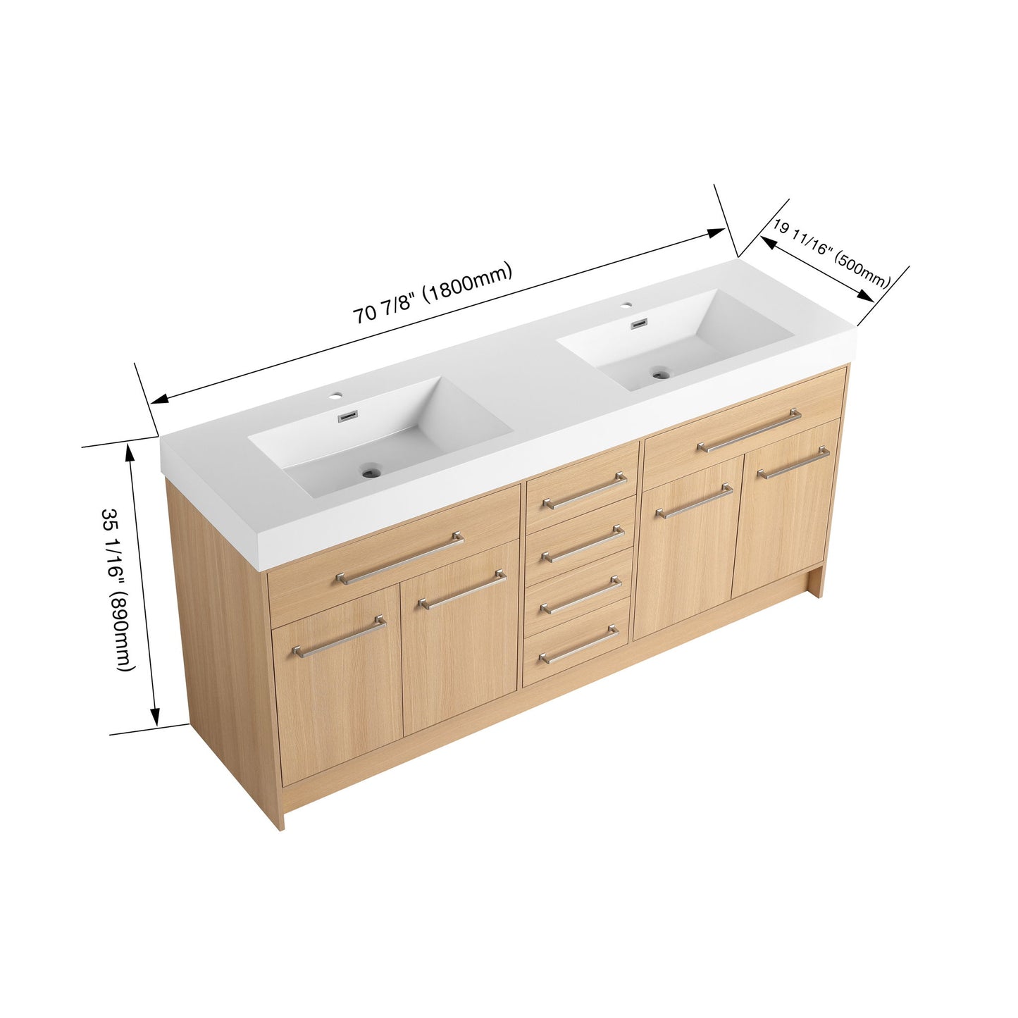 Freestanding Bathroom Vanity With Resin Sink, Soft-Closing Doors And Drawers Home Essentials