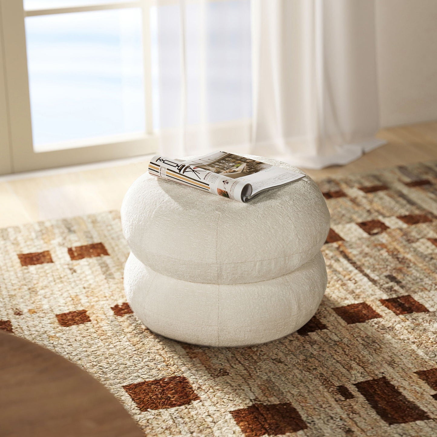 Nest - Low Round Upholstered Ottoman Jennifer Taylor Home
