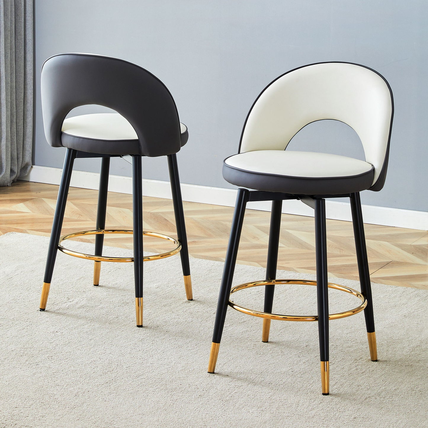 Upholstered Rotatable Bar Chair With Metal Legs For Dining Room Home Essentials