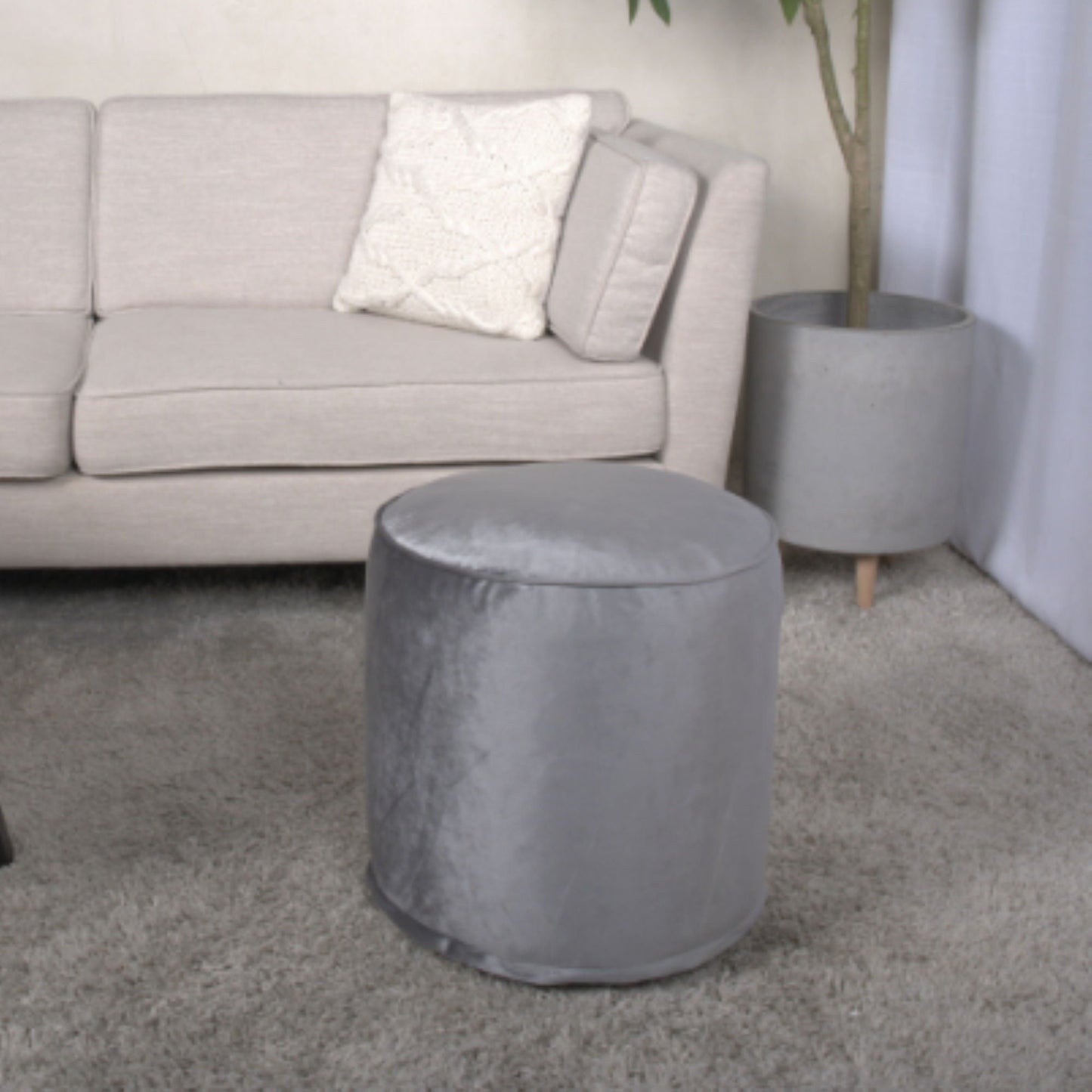 Shimon - Cylinder Pouf Ottoman And Floor Cushion Home Essentials