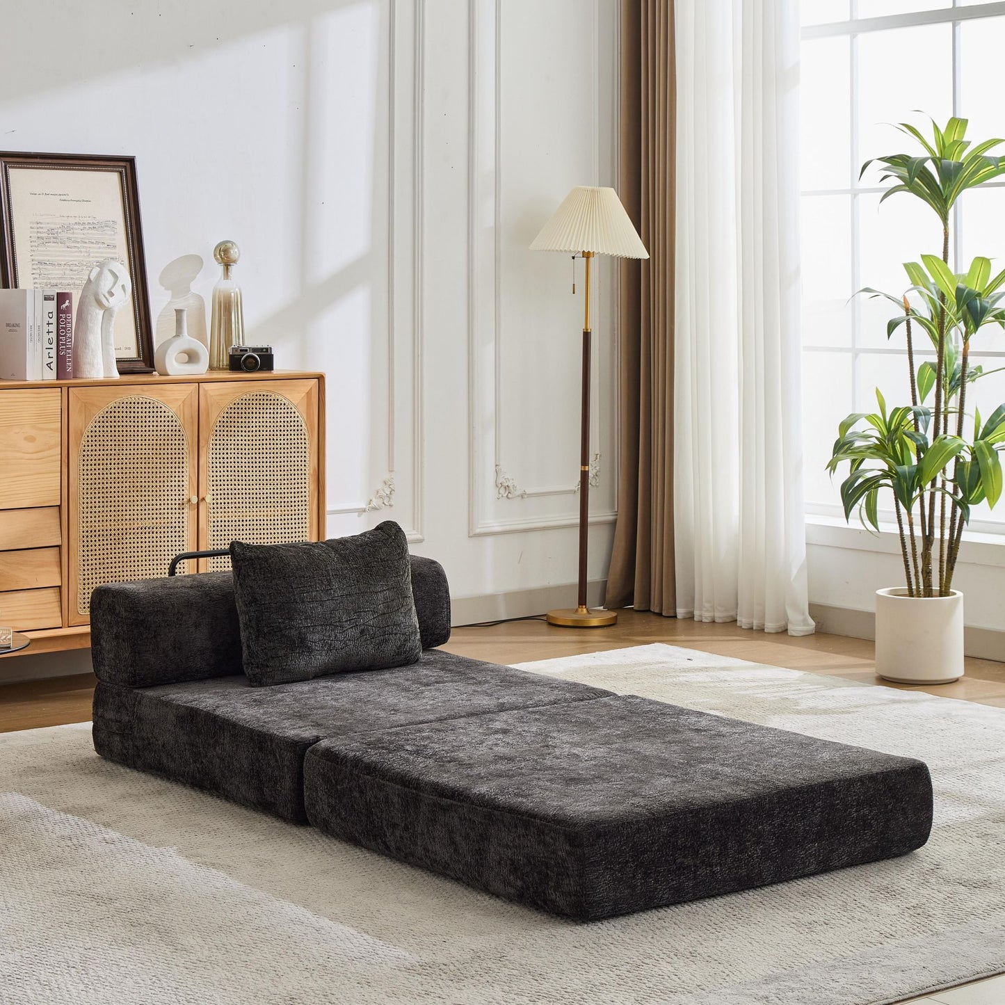 Convertible Floor Sofa Bed With Fixed Shape Frame For Living Room Home Essentials
