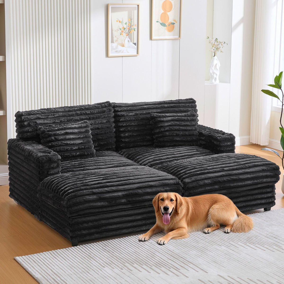 Oversized Double Chaise Lounge Sofa With USB Ports And Cup Holders Hearth and Haven
