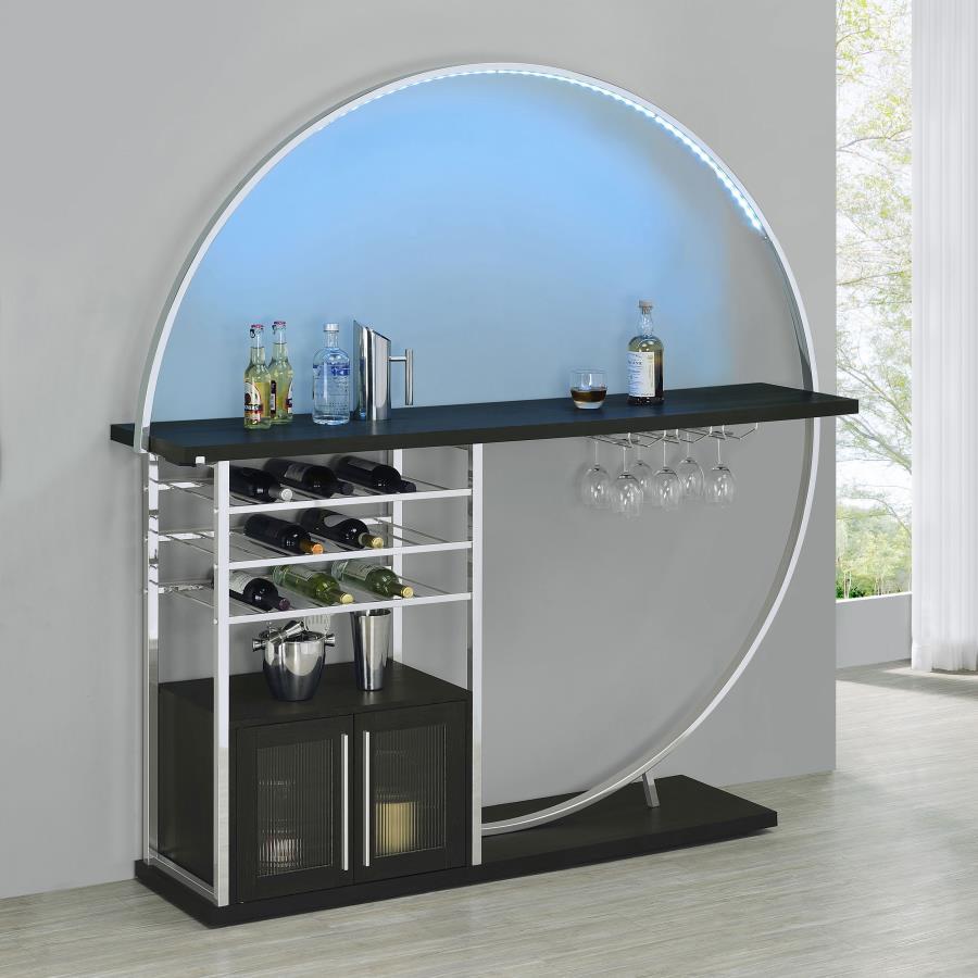 Risley - 2-Door Circular LED Home Bar With Wine Storage Coaster Fine Furniture