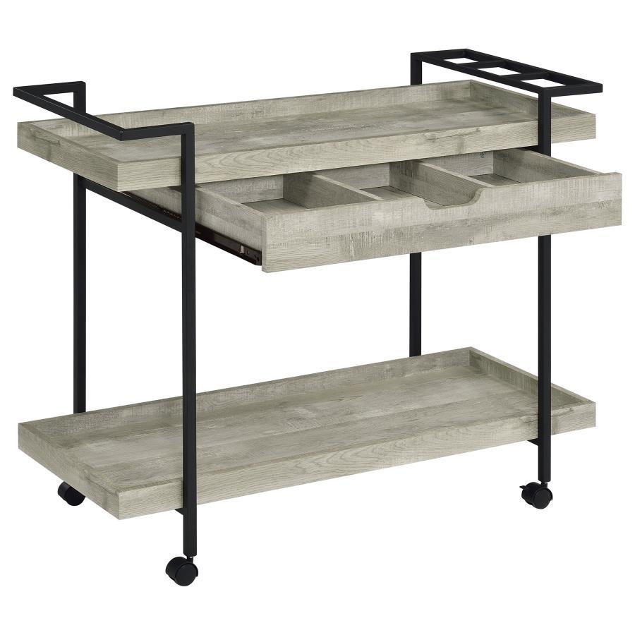 Ventura - 1-Drawer Engineered Wood Bar Cart - Gray Driftwood Coaster Fine Furniture