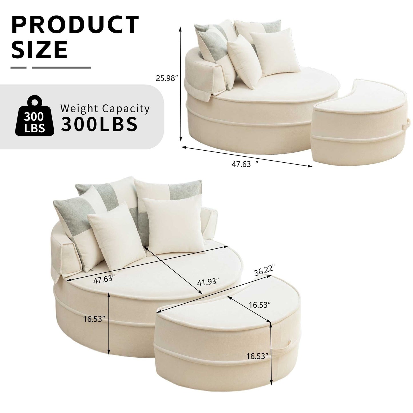 Modern Oversized Round Barrel Accent Chair With Ottoman Home Essentials