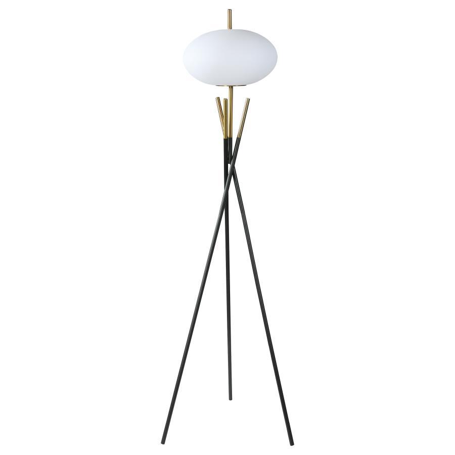 Layton - White Orb Shade Tripod Floor Lamp - Black Coaster Fine Furniture