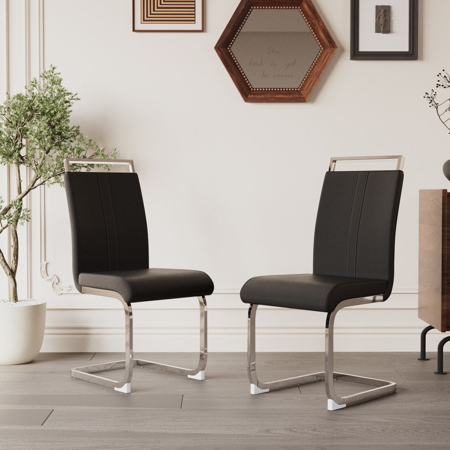 Modern Dining Chairs With Padded Seat, High Back Home Essentials