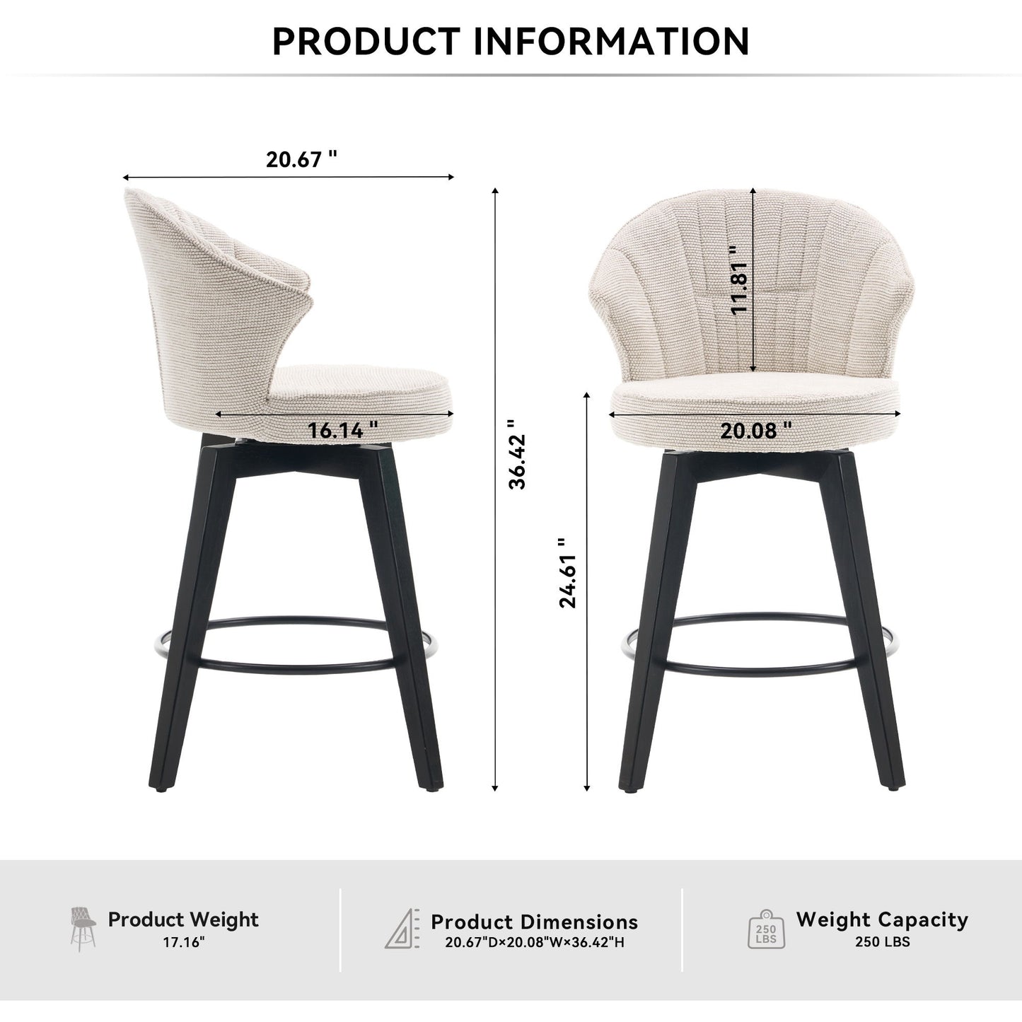 Wing Back Swivel Bar Stools (Set of 2) Home Essentials