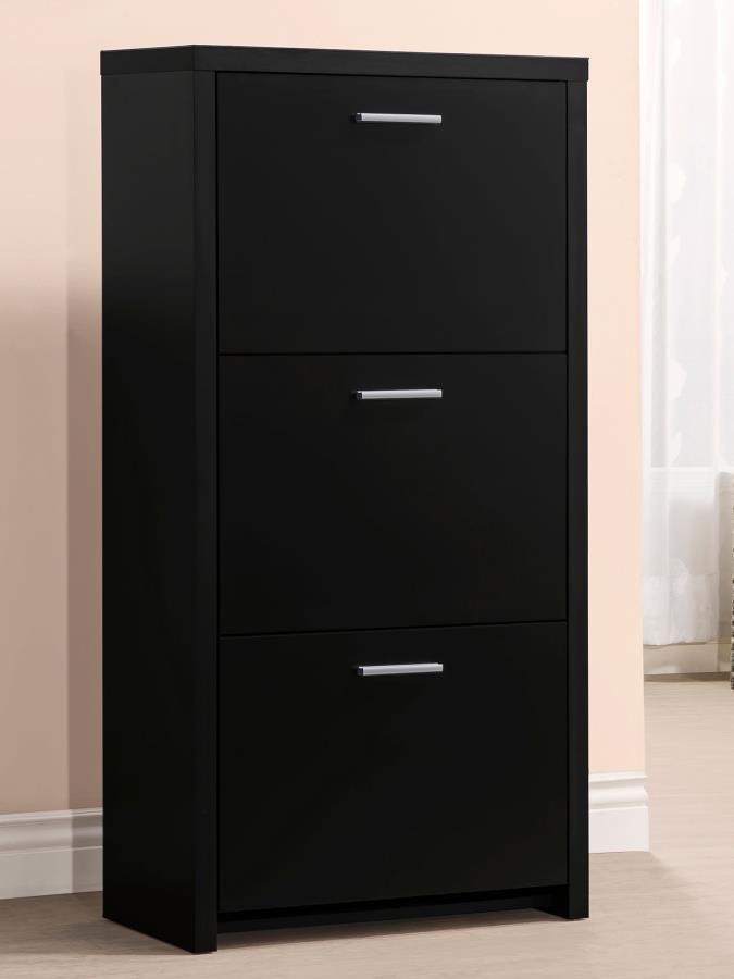 Vivian - 3-Drawer Engineered Wood Shoe Cabinet - Black CoasterEssence